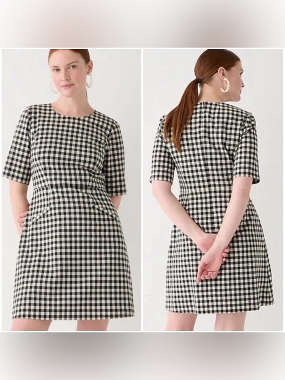 J.Crew Tollegno 1900 Stretch Wool Dress Women’s 2 Gingham Plaid Office Career